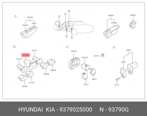 Hyundai Accent Кнопка аварийной сигнализации 9379025000 HYUNDAI KIA