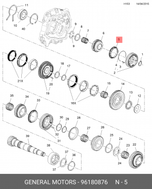 Daewoo Nexia/Lacetti Кольцо синхронизатора 5-ой передачи 96180876 GENERAL MOTORS