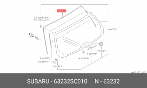 Уплотнитель стекла заднего 63232SC010 SUBARU
