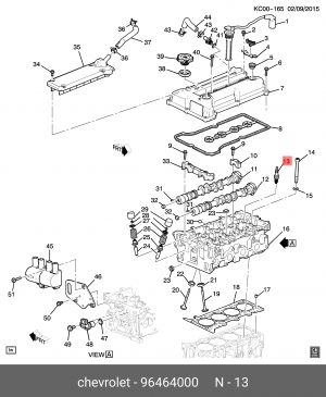 Chevrolet AVEO 1.2 16V (08- )1.2 [B12D1] 84 свеча зажигания 96464000 GENERAL MOTORS