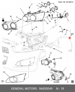 Chevrolet Aveo T300 Повторитель поворота правый 96850049 GENERAL MOTORS