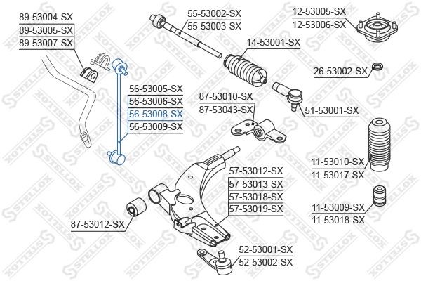 Kia Carens 02-06 Стойка стабилизатора правая 56-53008-SX STELLOX