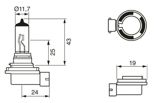 H11 12V Лампа Gigalight Plus 120% 1 987 301 133 BOSCH