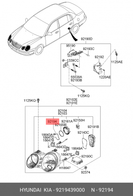 Фиксатор передней фары Sonata EF 9219439000 HYUNDAI KIA