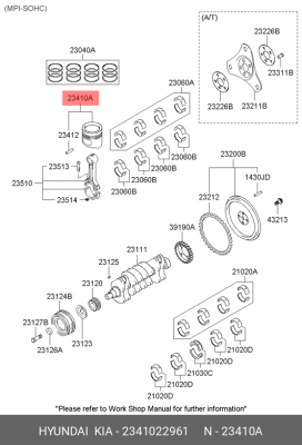 Hyundai Accent 1.5 SOHC Поршень (0.25) 2341022961 HYUNDAI KIA