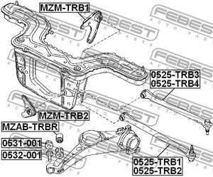 Mazda Tribute Ep 2001- рычаг задней подвески верхний правый 0525-TRB4 FEBEST