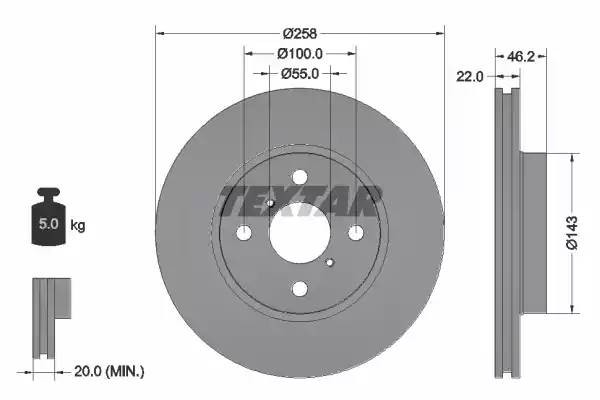 Toyota Yaris 05- диск тормозной передний 92164200 TEXTAR