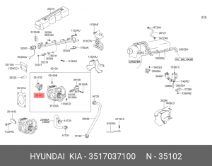 Kia Magentis 2.5 Датчик положения дросеельной заслонки 3517037100 HYUNDAI KIA