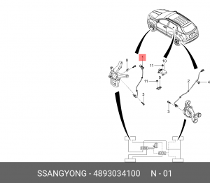 SS Actyon New Датчик скорости на колесе (для ам без ABS) 4893034100 SSANG YONG