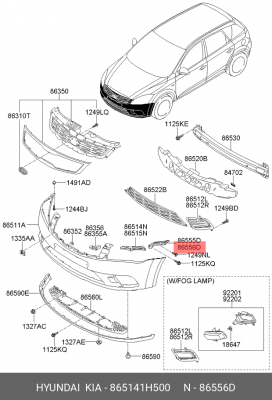 Kia Ceed Кронштейн переднего бампера правый 865141H500 HYUNDAI KIA