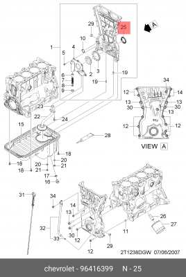 Chevrolet Aveo 1.2DOHC 84лс сальник перед.коленвала   36x50x6 96416399 DAEWOO