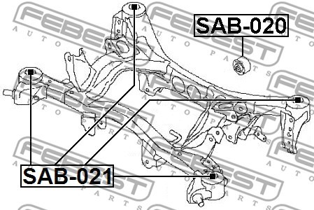 Subaru Legacy сайлентблок заднего подрамника крепления редуктора SAB-020 FEBEST
