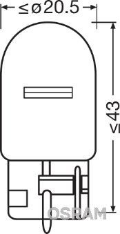 WY21W 12V W3x16d оранжевая стеклянный цоколь 7504 OSRAM
