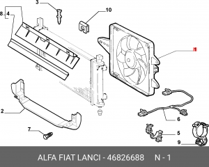 Fiat Albea 05- вентилятор охлаждения в сборе 46826688 FIAT