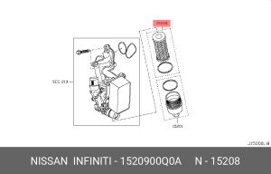 Nissan Almera, X-Trail 1.6D, 2.2D, 2.5D, Renault 07> 1.6D-2.3D фильтр маслянный  1520900Q0A NISSAN INFINITI