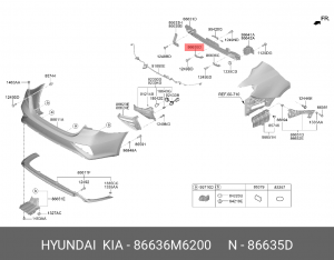 Kia Cerato 18- кронштейн центральный на брус 86636M6200 HYUNDAI KIA
