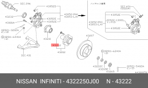 Nissan Шпилька колесная 43222-50J00 NISSAN INFINITI