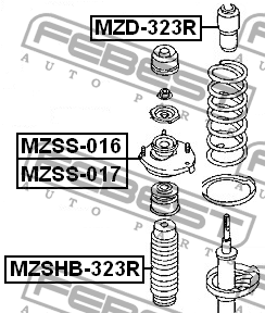 Mazda 323 98-04, Familia BJ опора заднего амортизатора правая MZSS-016 FEBEST