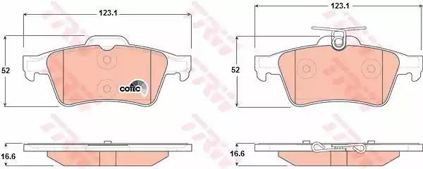 Ford Focus 2, Volvo S40 Колодки задние дисковые GDB1621 TRW