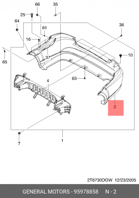 Chevrolet Aveo 08 Седан Накладка заднего бампера 95978858 GENERAL MOTORS