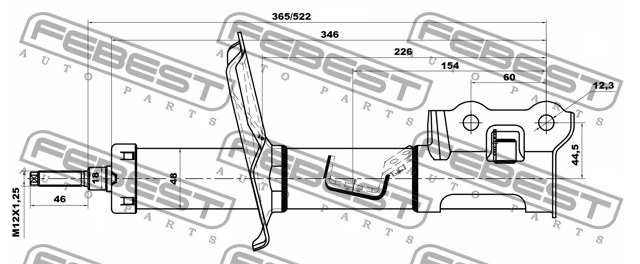 Hyunda I20 Амортизатор передний правый 12110-002FR FEBEST