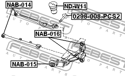 Nissan Wingroad Сайлентблок заднего поперечного рычага NAB-014 FEBEST