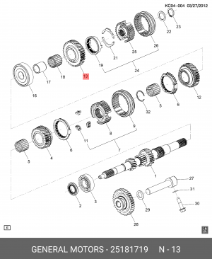 Chevrolet Aveo 1.2 Шестерня КПП 5-ой передачи 25181719 GENERAL MOTORS