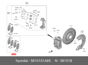 Hyundai Santa Fe 18 - колодки передние(VIN) , PALISADE 58101S1A85 HYUNDAI KIA