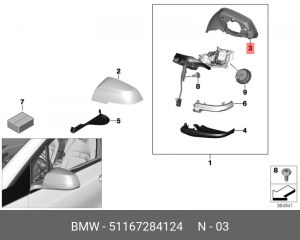 BMW F30 Рамка зеркала правого 51167284124 BMW