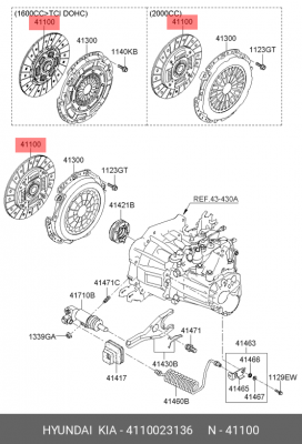Hyundai Elantra c 06, I30, Solaris, Rio c 11 Диск сцепления 4110023136 HYUNDAI KIA