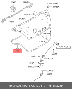 Hyundai Elantra 00 Уплотнитель багажного отсека 873212D510 HYUNDAI KIA