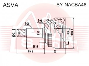 SS Actyon 11- ШРУС наружный переднего колеса (стопор внутри) 34*58*28 SY-NACBA48 ASVA