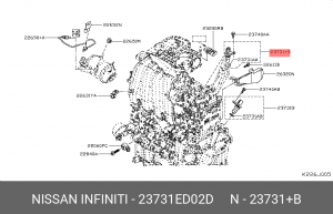 Nissan датчик положения распредвала(короткий, малый диаметр, прямой) 1.6 HR16DE 23731-ED02D NISSAN INFINITI