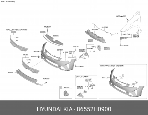 Kia RIO Кронштейн переднего бампера правый 86552H0900 HYUNDAI KIA