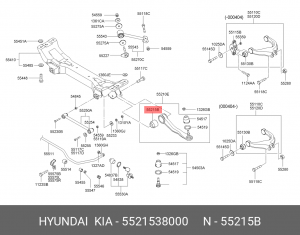 Hyundai SonataEF 99- сайлетеблок заднего нижн рычага (в рычаг с шаровой) 5521538000 HYUNDAI KIA