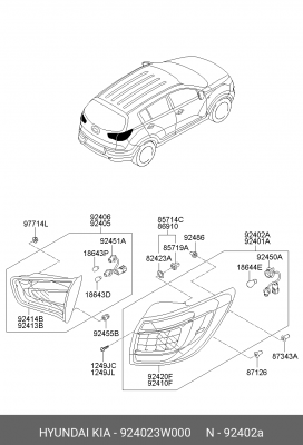ФОНАРЬ ЗАДНИЙ ПРАВЫЙ 924023W000 HYUNDAI KIA