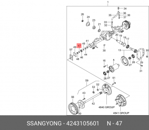 SS Kyron, Action, Rex подшипник задней полуоси TONGIL/KSC (после 08 года двурядн 4243105601 SSANG YONG