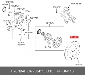 Hyundai NF 08-, KIA OPTIMA 10-15- (без элект. ручн.) диск тормозной задний [284x 58411-3K110 HYUNDAI KIA