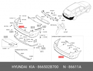 Hyundai SantaFe 10-12 бампер зад 866502B700 HYUNDAI KIA