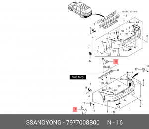 SS Rexton Брызговик задний левый 7977008B00 SSANG YONG