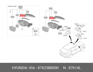 Hyndai Santa Fe 18- Повторитель поворота правый на зеркало 87623B8000 HYUNDAI KIA