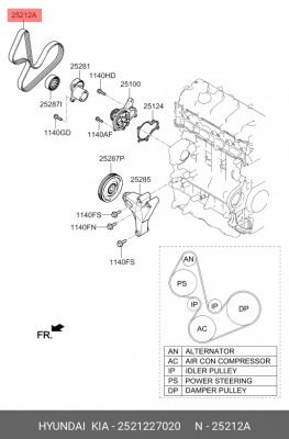 6PK1510 Hyundai SantaFe 00-05 2.0D/06-10 2.2D/Tucson 2.0/Sportage 04-09 2.0D рем 25212-27020 HYUNDAI KIA