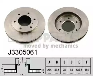 Mitsubishi L200 Диск тормозной передний J3305061 H B JAKOPARTS NIPPARTS