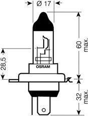 H4 60/55W P43t 12V  X-RACER 4000K  (б) 2шт. 64193XR-02B OSRAM