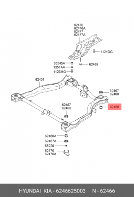 Hyundai Accent Сайлентблок подрамника задний 6246625003 HYUNDAI KIA