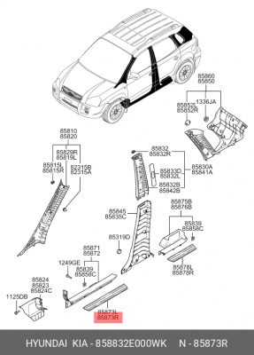 Hyundai Tucson Накладка порога переднего правая 858832E000WK HYUNDAI KIA
