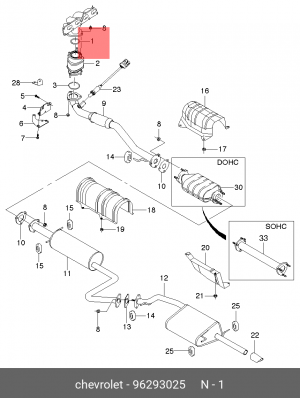 Daewoo Chevrolet Lanos EURO III прокладка катализатора 96293025 GENERAL MOTORS