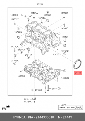 Hyundai SantaFe/Sonata 2.7/SantaFe 06- 2.2D сальник к/в задн    91x111x9 2144335510 HYUNDAI KIA