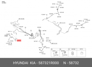 Hyundai Solaris, Kia Rio 12-16 Шланг тормозной передний правый 587321R000 HYUNDAI KIA