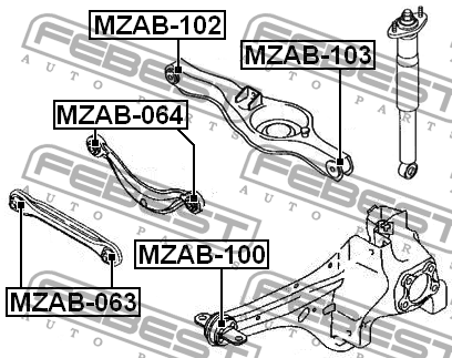 Mazda CX 7 06- с/блок заднего продольного рычага MZAB-100 FEBEST